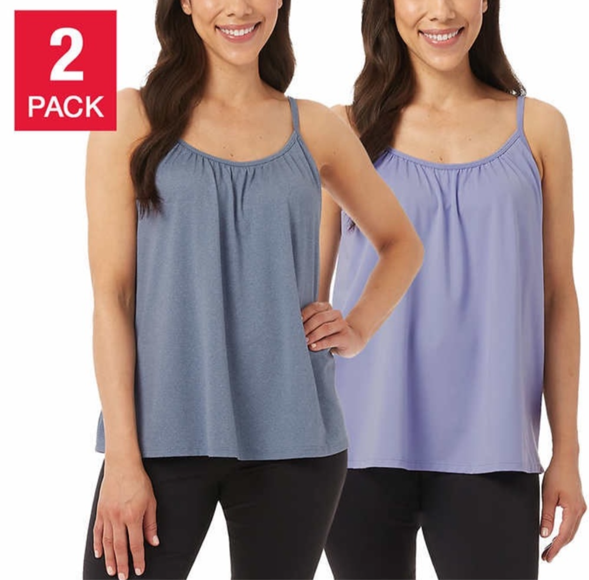 32 Degrees - 2 Pack Cami with Built-in Bra