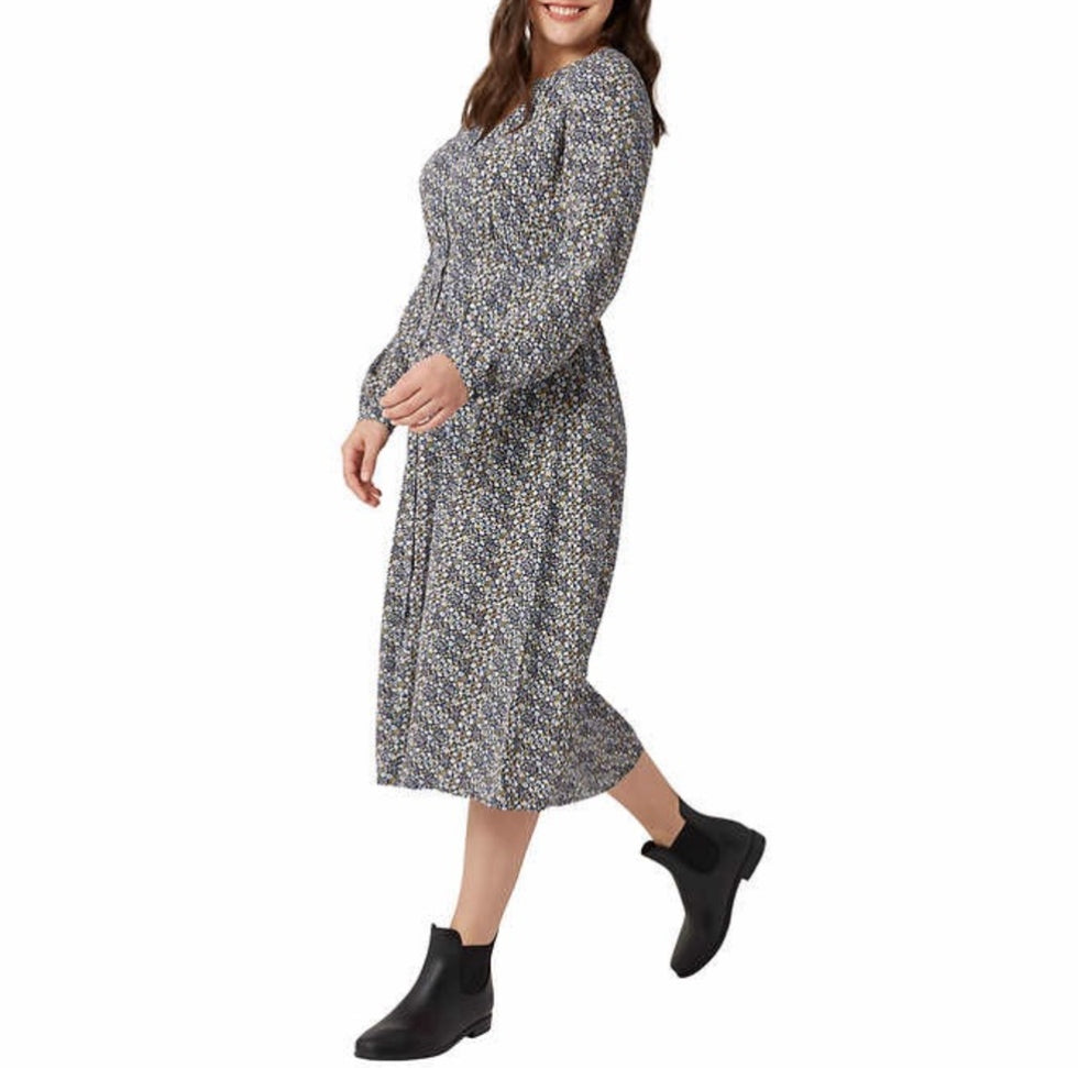 Chaps - Ladies' Button Front Midi Dress
