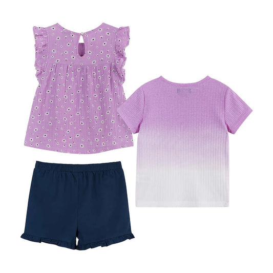 Andy & Evan - Girls’ 3 Pc Short + Tops Set