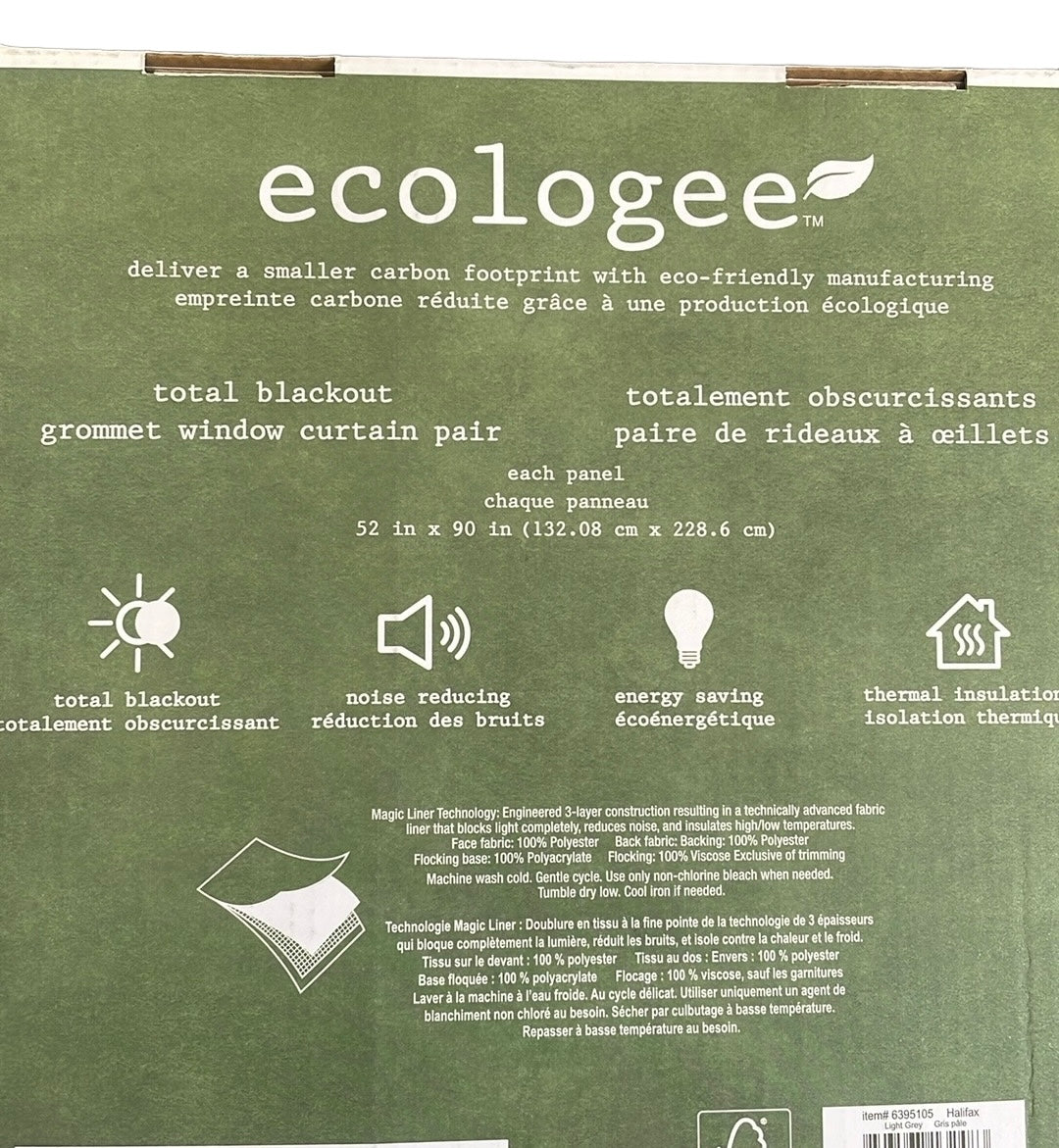 Silk Home Ecologee Total Blackout Curtain Panel, 2-Panel