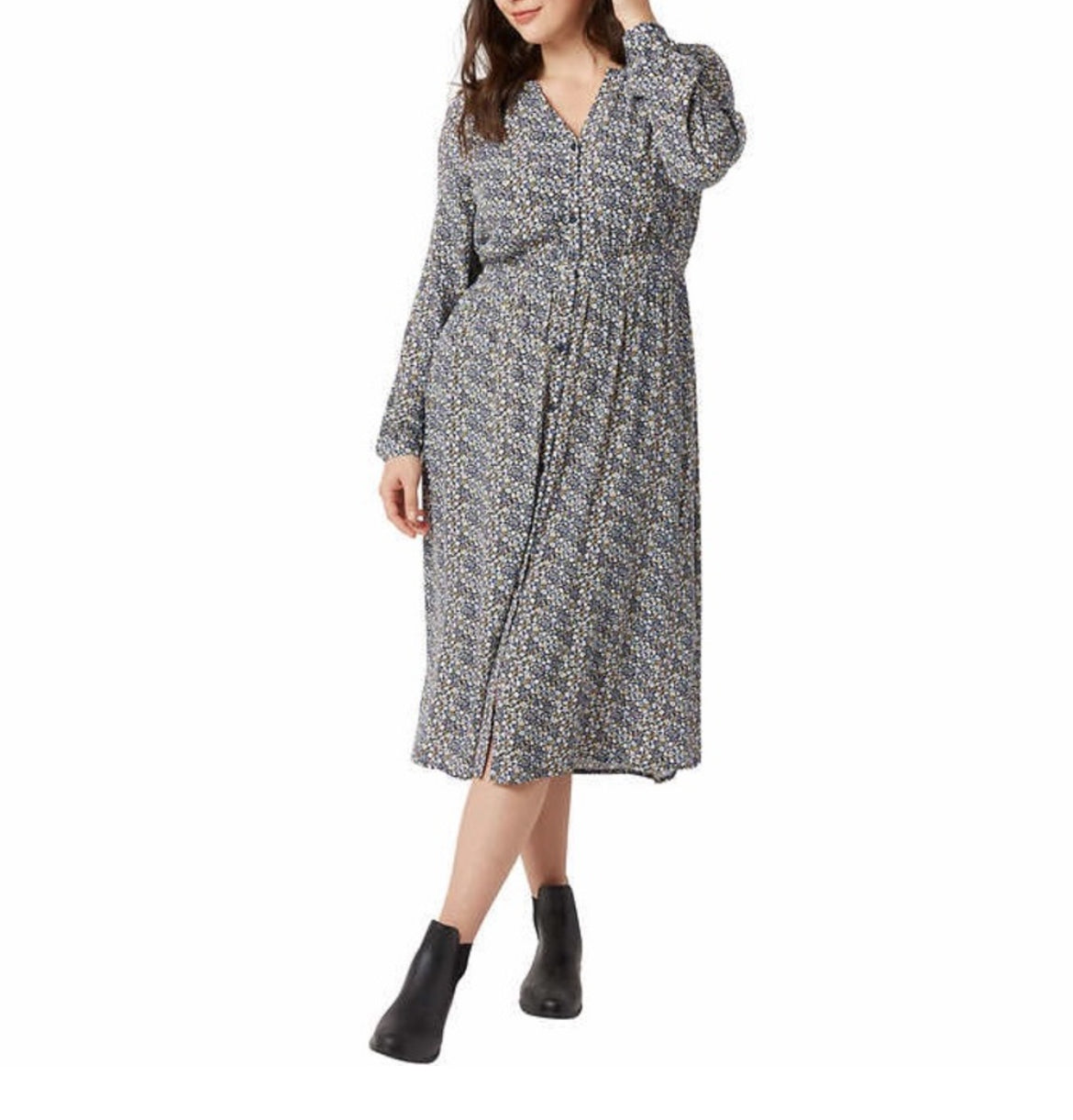 Chaps - Ladies' Button Front Midi Dress