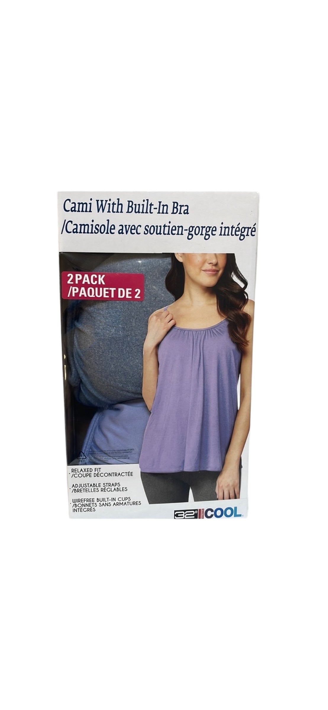 32 Degrees - 2 Pack Cami with Built-in Bra