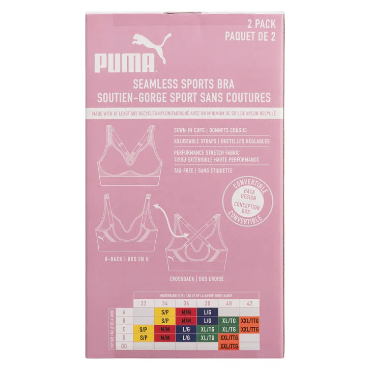 Puma Women's Sports Bra, 2-pack