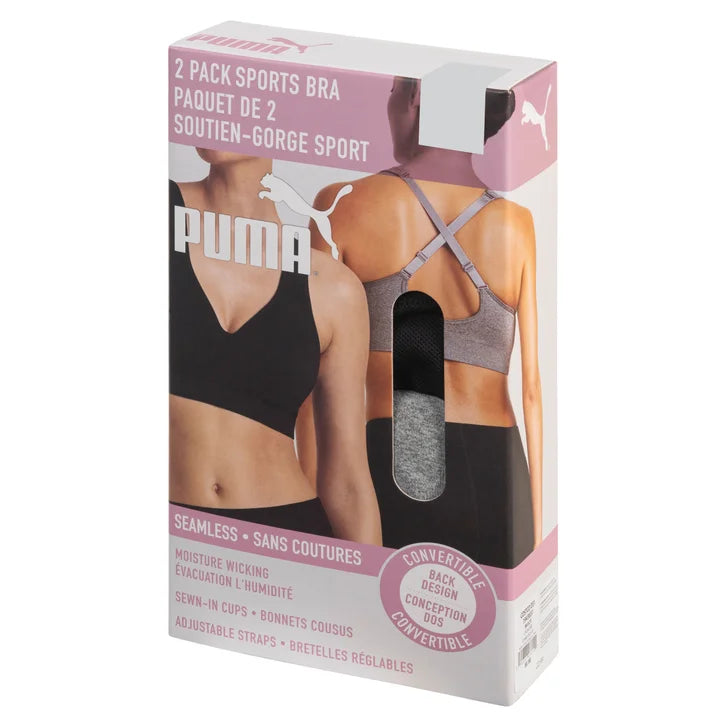 Puma Women's Sports Bra, 2-pack